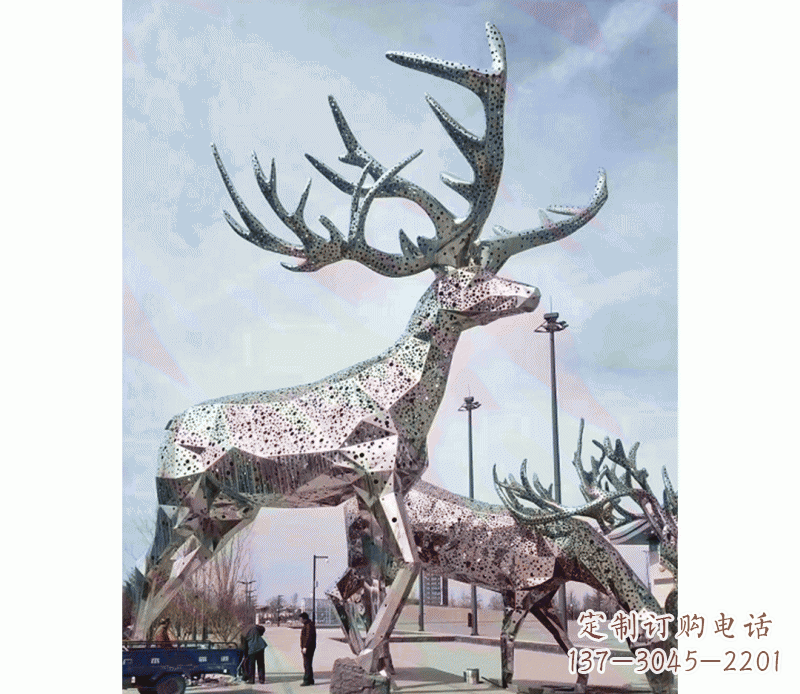 南通精致不锈钢梅花鹿摆件
