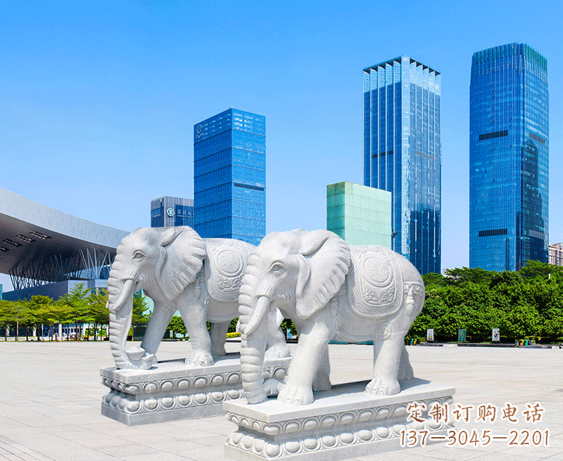 南通公石雕刻的大象