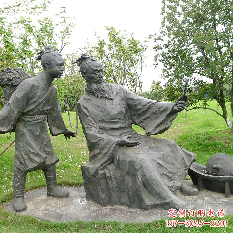 南通八大山人情景雕塑-中国明末清初知名画家朱耷公园情景小品