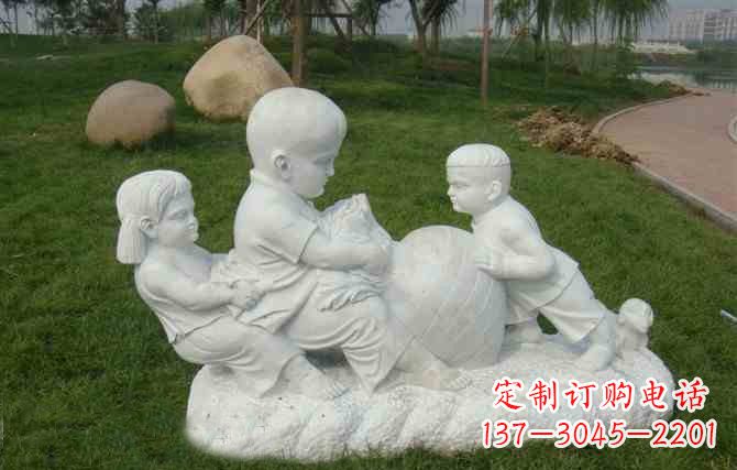 南通拔萝卜的儿童石雕