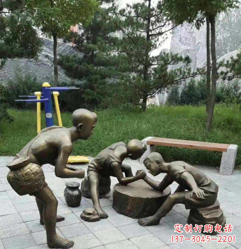 南通掰手腕儿童铜雕