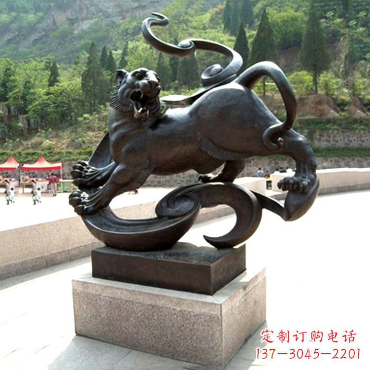 南通白虎神兽铜雕-纯铜铸造广场文化动物雕塑摆件