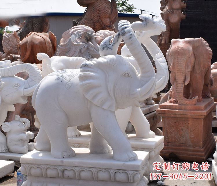 南通“优雅大象”汉白玉雕塑