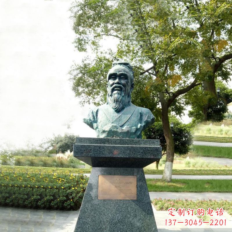 南通扁鹊石雕头像-公园中国古代十大名医历史著名医学人物雕塑