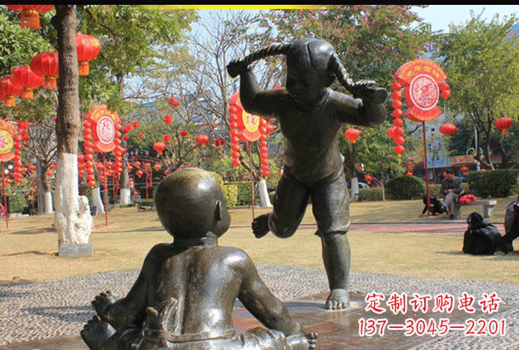 南通表演的儿童公园人物铜雕塑