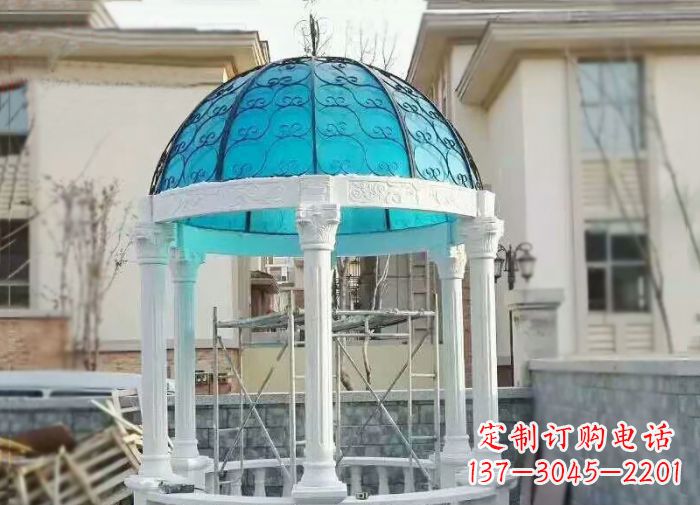 南通新款汉白玉欧式石雕凉亭给你宁静舒适的休闲空间