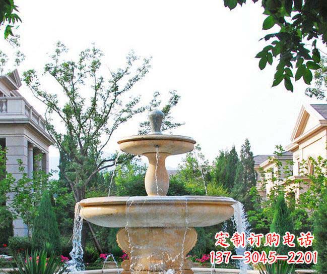 南通别墅景观晚霞红喷泉石雕