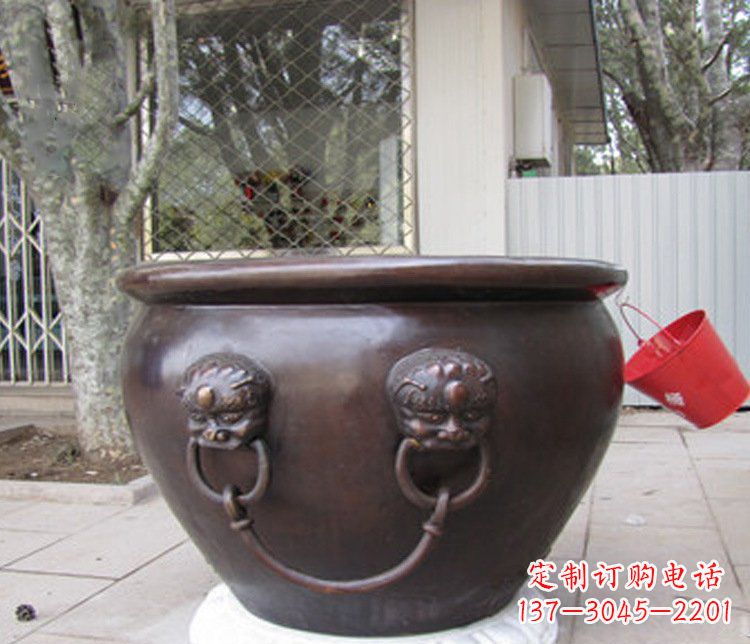 南通招财进宝水缸铜雕塑摆件