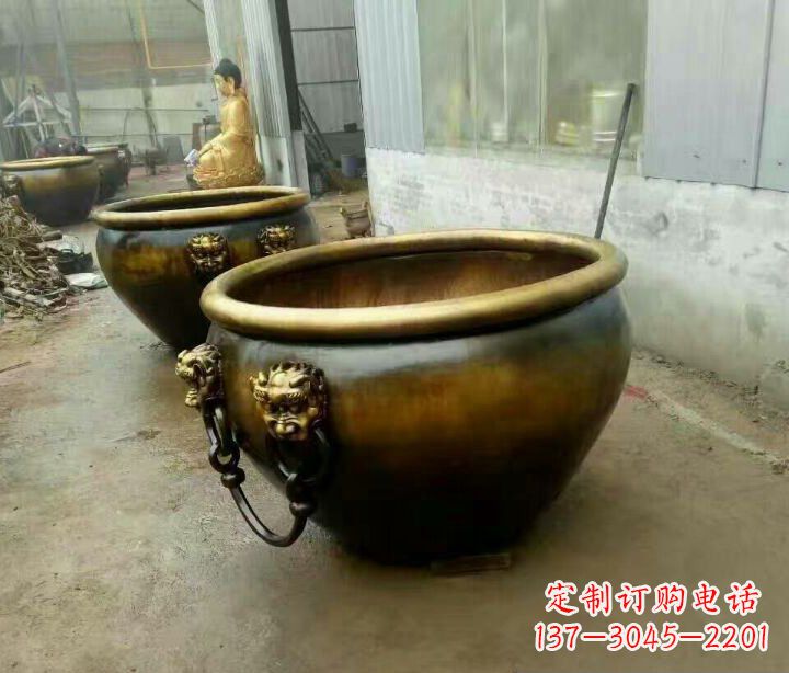 南通精致的铜制家居摆件——水缸铜雕塑