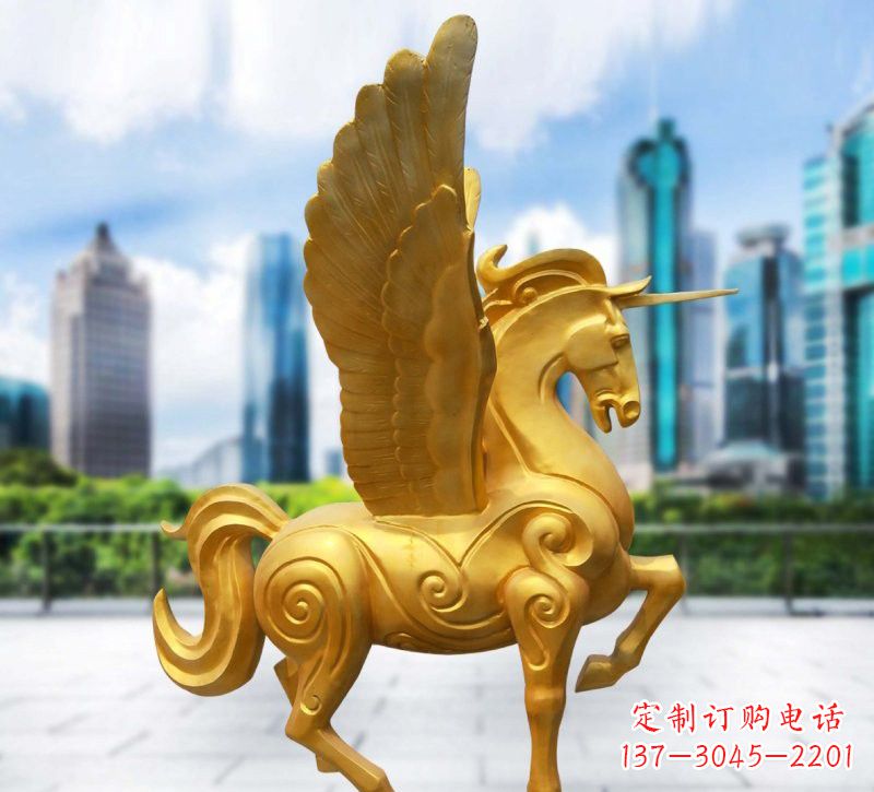 南通玻璃钢仿铜飞马独角兽雕塑