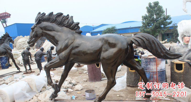 南通玻璃钢仿铜马广场动物雕塑 (2)