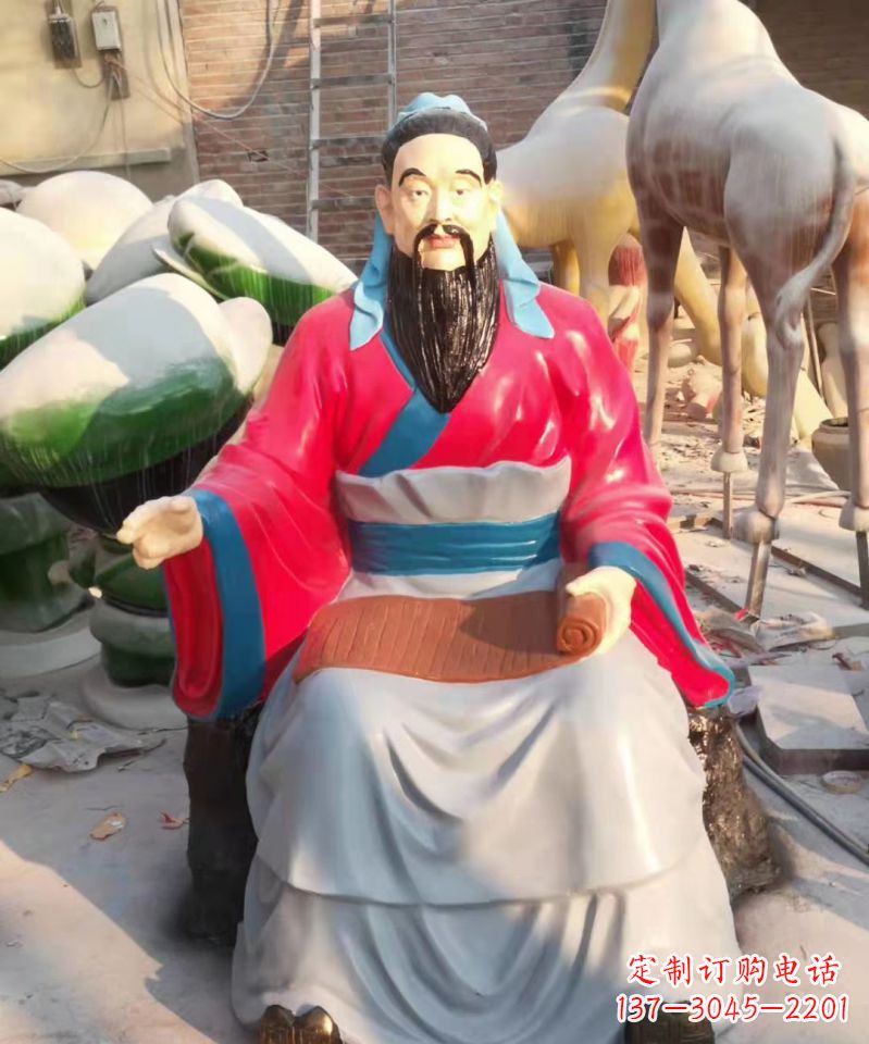 南通玻璃钢仿真古代名人孔子讲学雕塑