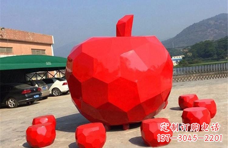南通玻璃钢公园彩绘几何苹果雕塑艺术精美绝伦