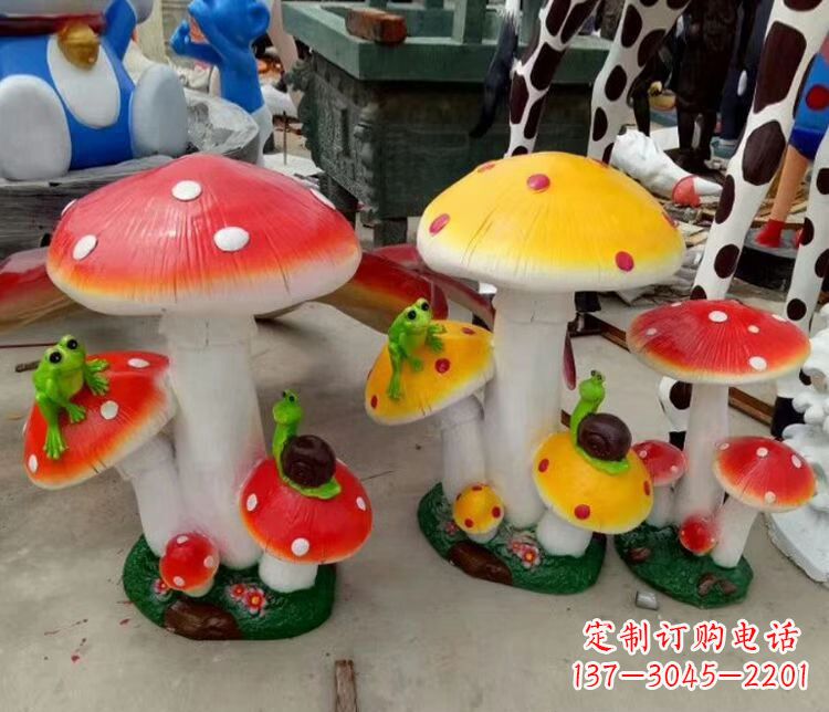 南通玻璃钢公园彩绘蘑菇雕塑