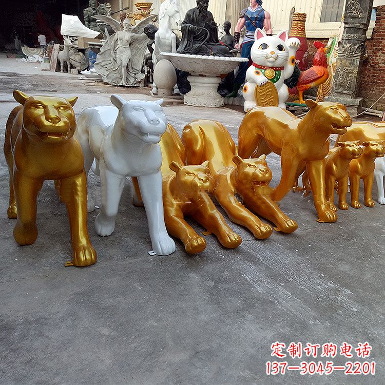 南通玻璃钢金钱豹雕塑,定制精美动物雕塑摆件