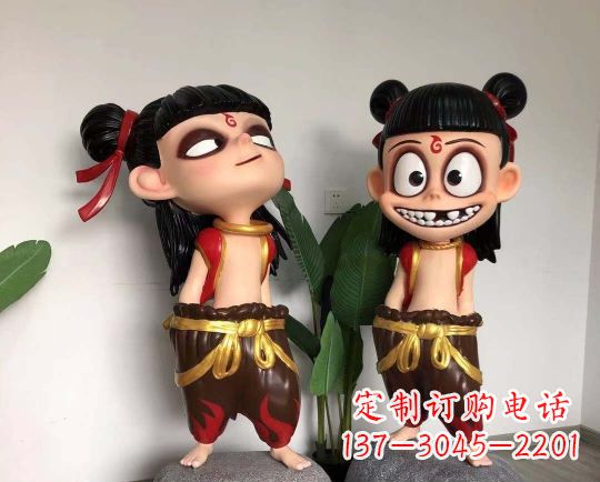 南通玻璃钢卡通哪吒雕塑