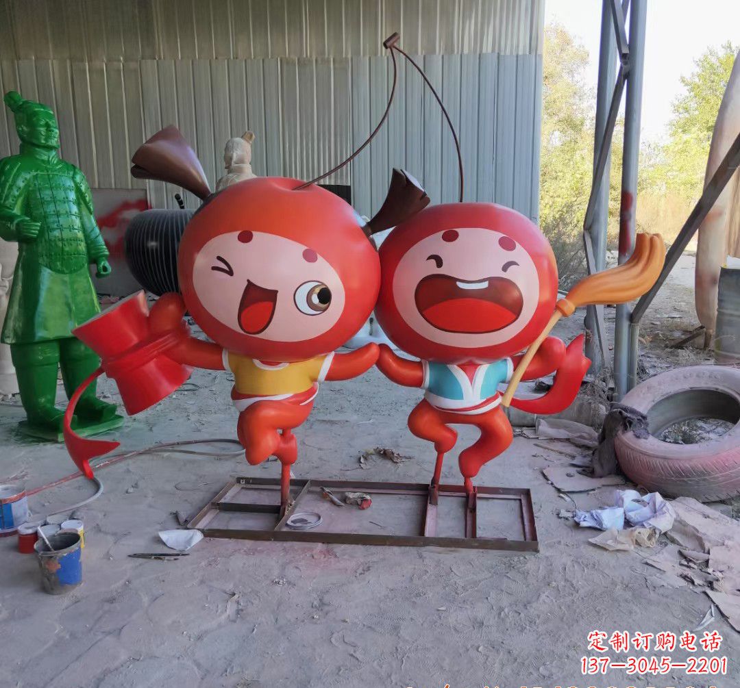南通玻璃钢卡通苹果雕塑