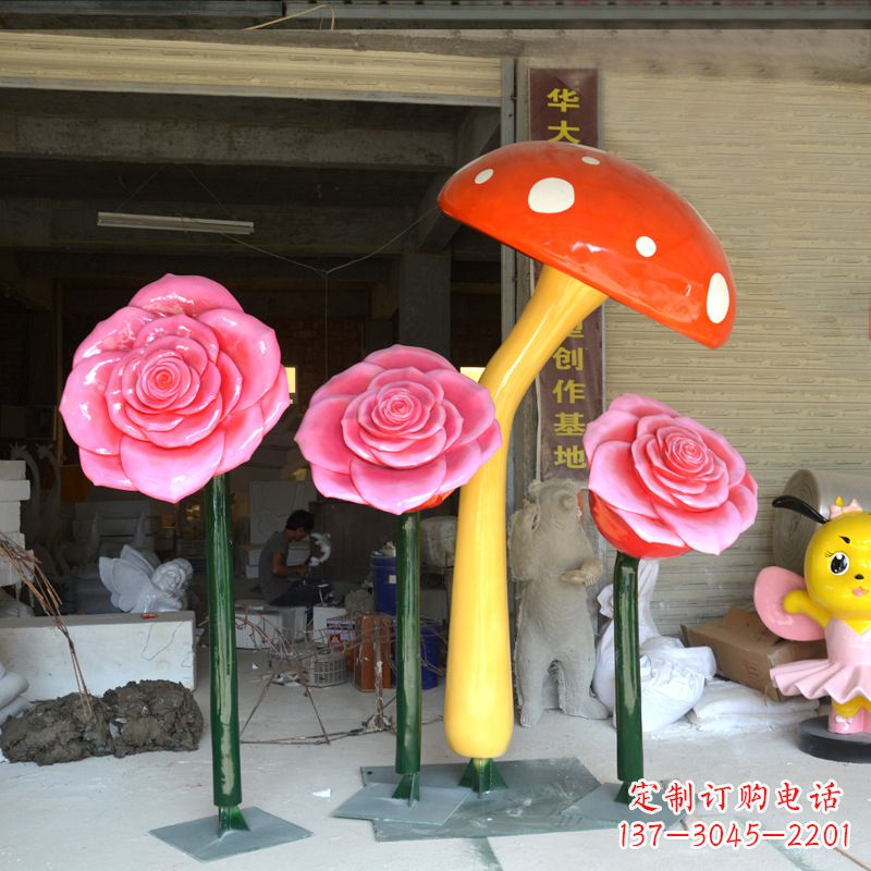 南通玫瑰之美玻璃钢玫瑰雕塑