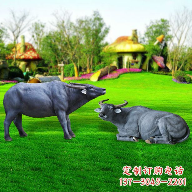 南通玻璃钢水牛雕塑,复古农家院情怀