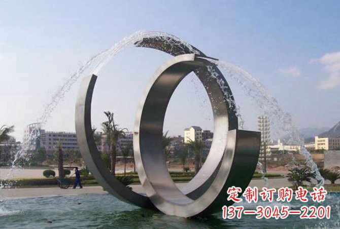 南通不锈钢C形喷泉雕塑精美雕塑艺术