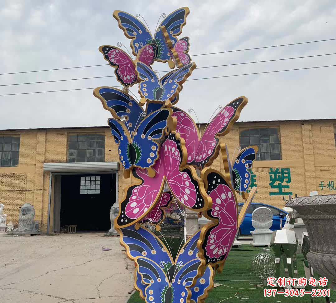 南通不锈钢彩绘蝴蝶雕塑精美绝伦