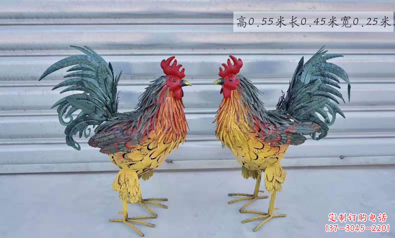 南通不锈钢彩绘公鸡雕塑——景观雕塑的精彩绽放
