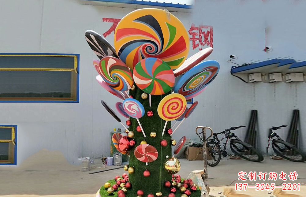 南通不锈钢彩色棒棒糖雕塑艺术与景观的完美结合