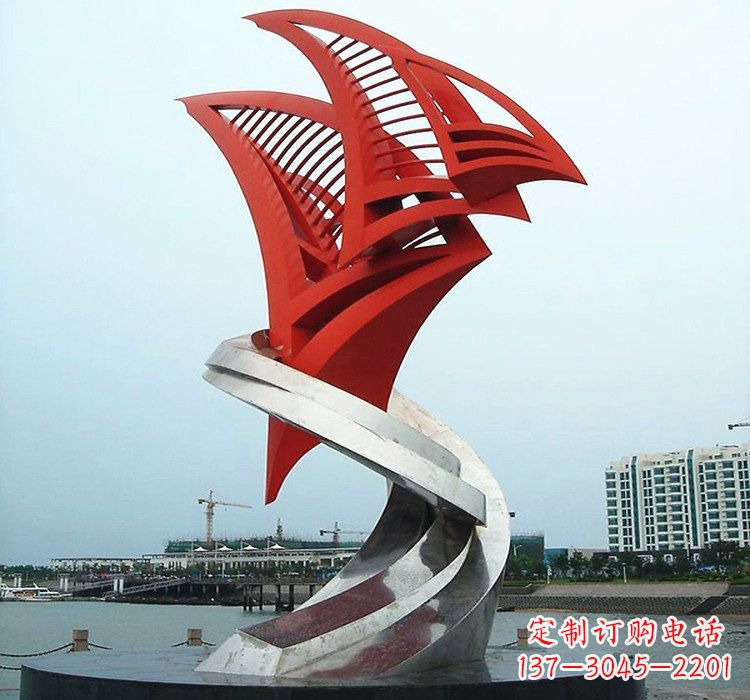 南通不锈钢彩色帆船雕塑