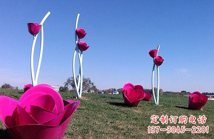南通不锈钢彩色玫瑰花雕塑