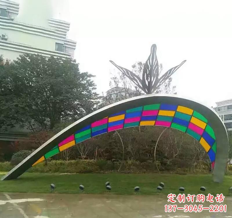 南通不锈钢彩色拼接拱门雕塑