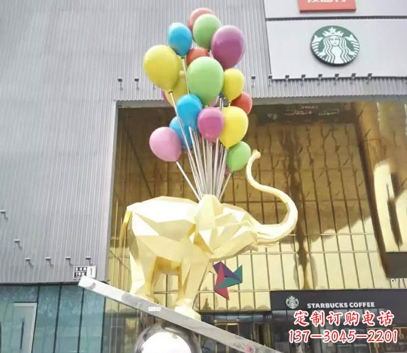 南通不锈钢踩球的小象雕塑