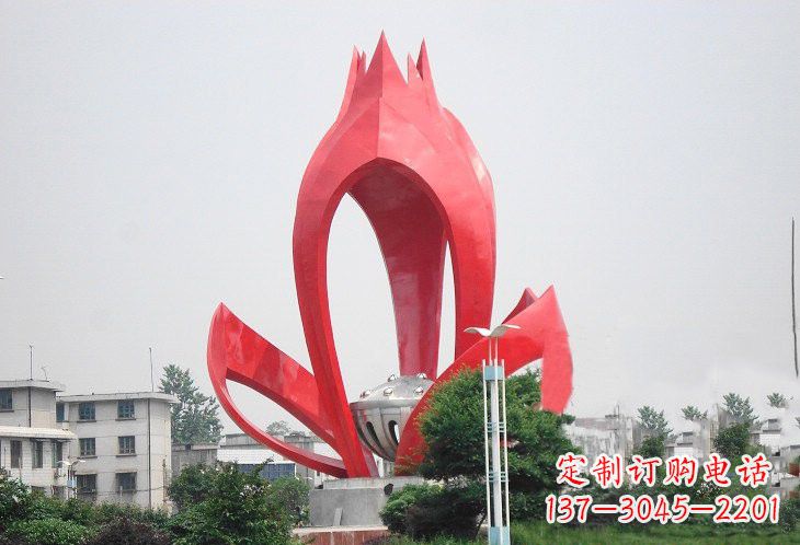 南通不锈钢城市抽象莲花和莲蓬雕塑