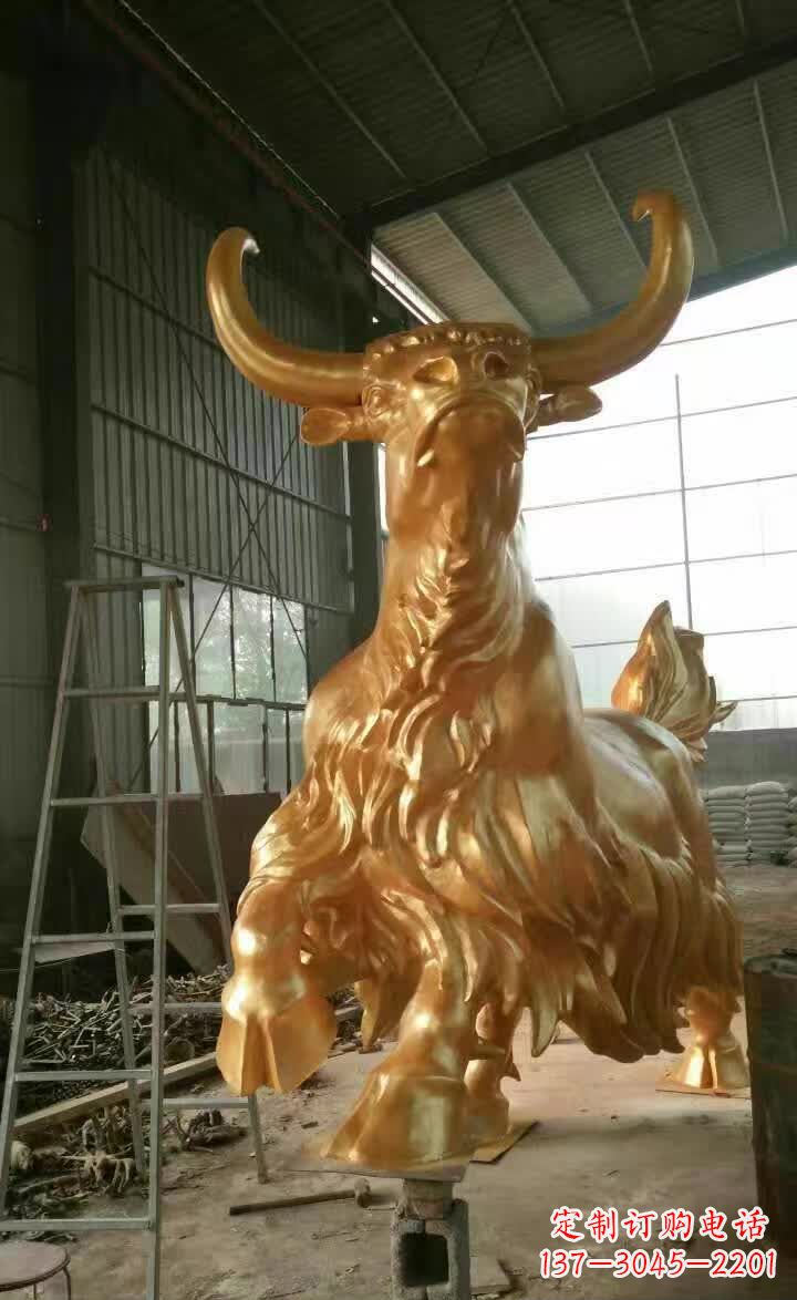 南通不锈钢城市钛金牦牛雕塑