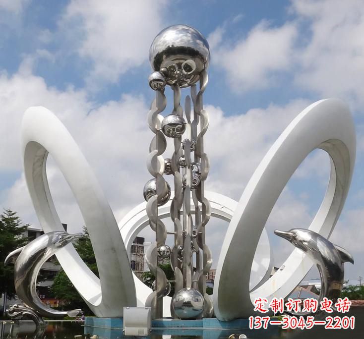 南通不锈钢城市艺术海豚雕塑美丽的海洋守护者