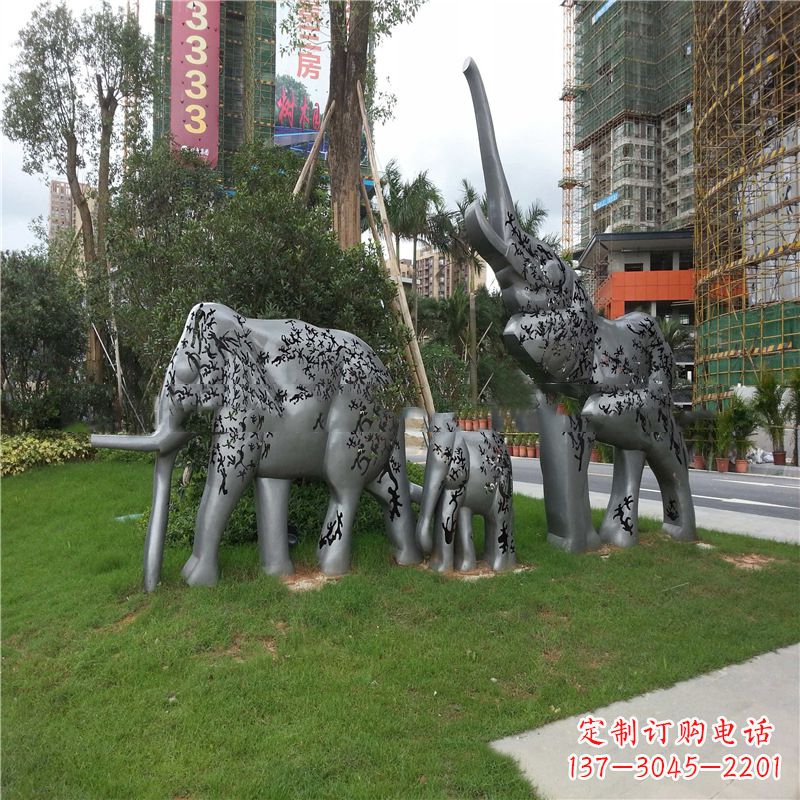 南通不锈钢大象雕塑小区园林的精美装饰