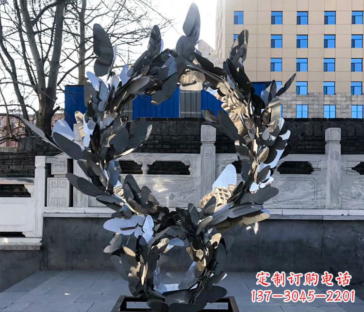 南通不锈钢蝴蝶花环景观雕塑