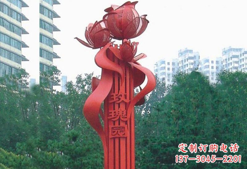 南通不锈钢玫瑰雕塑精美而优雅