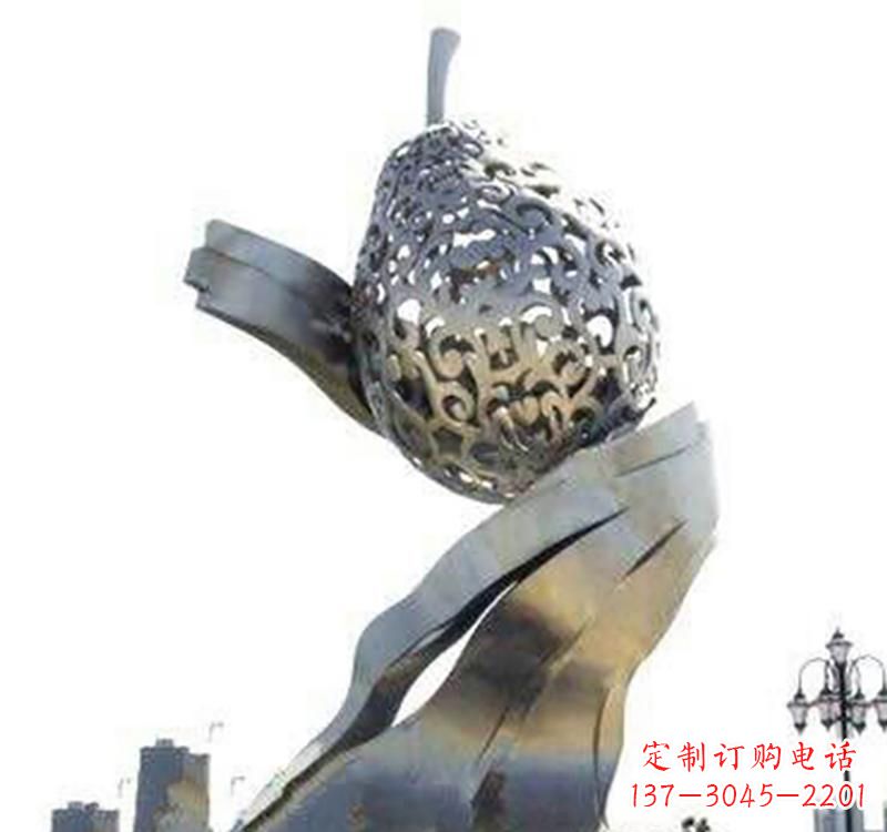 南通不锈钢梨雕塑艺术结合精美外形