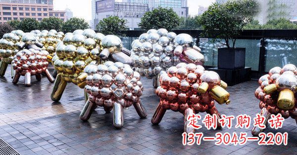 南通不锈钢动物雕塑——小羊肖恩动物广场