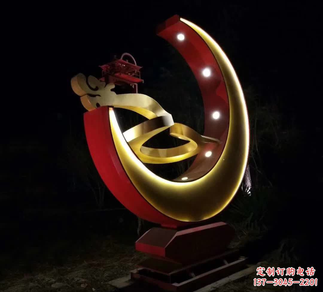 南通不锈钢月亮雕塑静谧中的经典之美