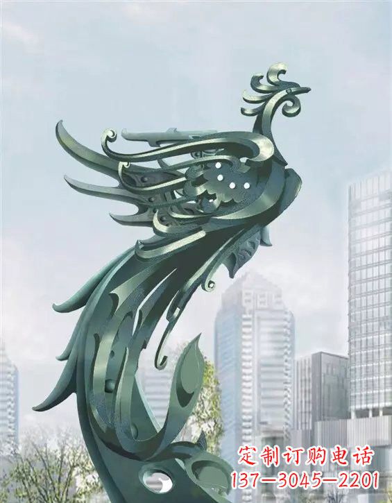 南通不锈钢大型凤凰雕塑美丽而神秘