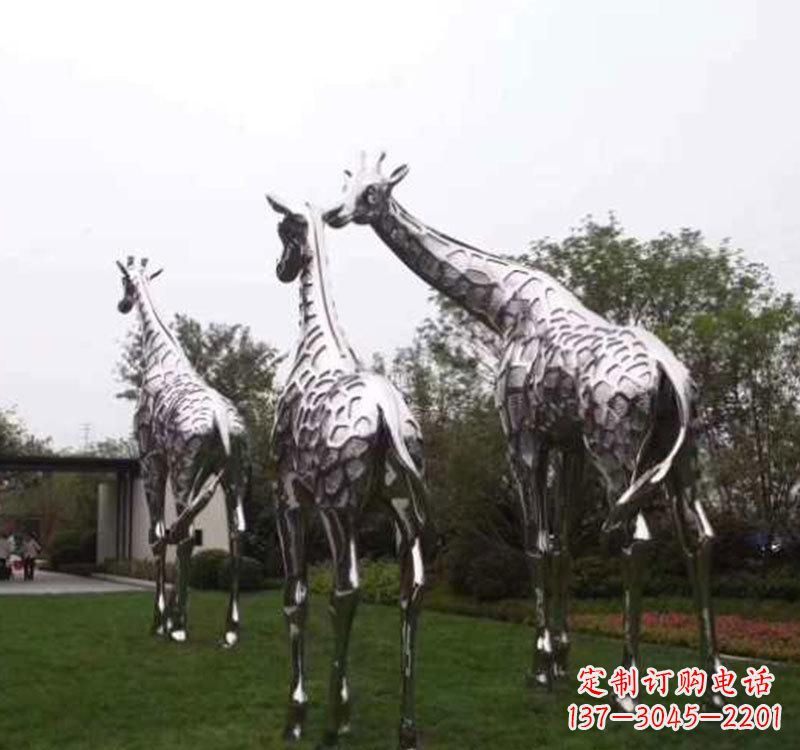 南通精美的不锈钢大型长颈鹿雕塑