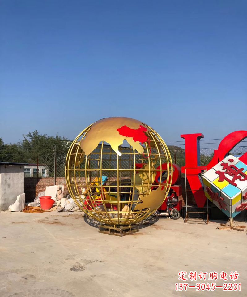 南通不锈钢地球仪雕塑点缀校园景观