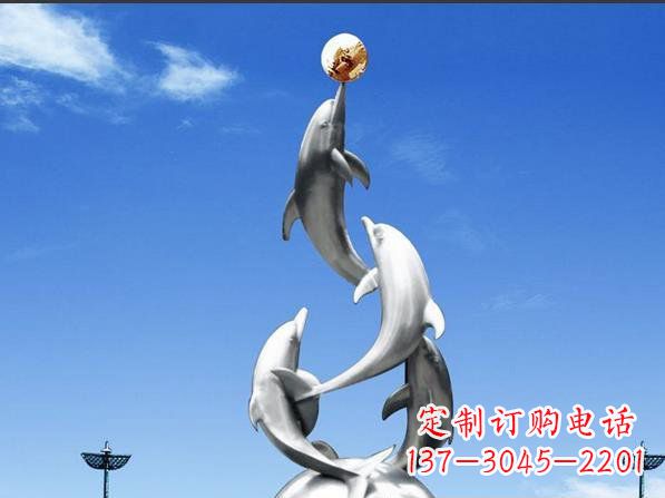 南通不锈钢海豚雕塑精致美观的艺术品