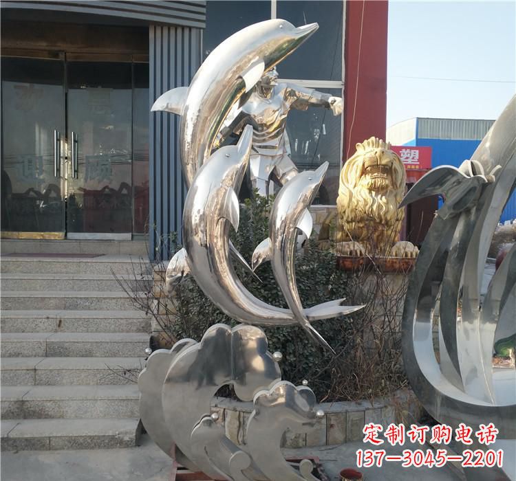 南通不锈钢海豚雕塑——精美外观,传递环保理念
