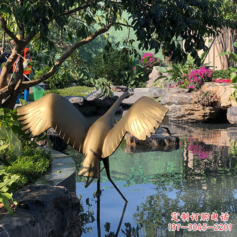 南通不锈钢动物鹤雕塑精美艺术品