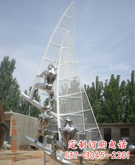 南通海上航行不锈钢帆船雕塑