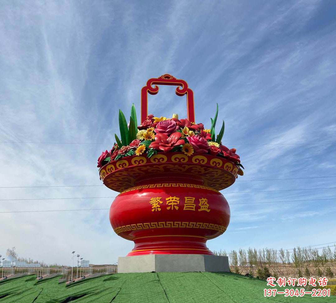 南通不锈钢花篮雕塑象征繁荣昌盛