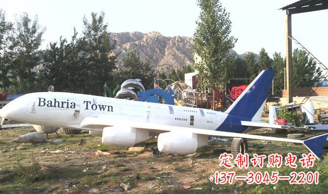 南通静静躺在大地上的不锈钢飞机雕塑
