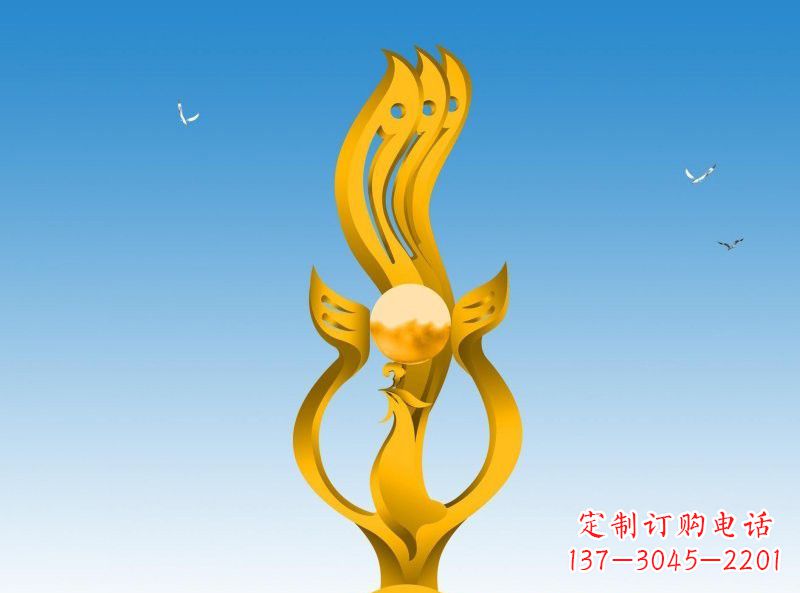 南通不锈钢凤凰雕塑灿烂外形,精美艺术